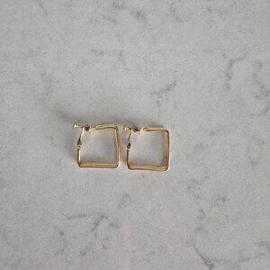NAPIER BRIGHT GOLD SQUARE DOUBLE-HOOP CLIP-ON EARRINGS